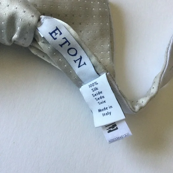 ETON MENS ETON SILK PRE-TIED BOW TIE SILVERPIN DOT TONAL PATTERN OS NWOT